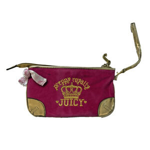 Juicy Couture Wristlet Purse Womens Small Velvet Preppy Royalty Crown VIntage